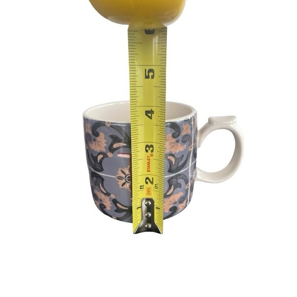 Anthropologie Blue Tile Coffee Mug Thumb Rest Handle Letter Monogram T 16 OZ New - Picture 3 of 5